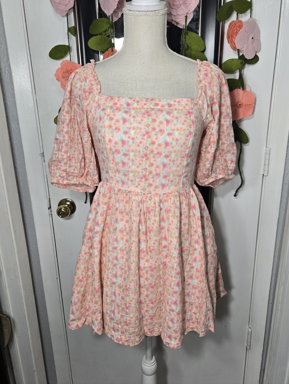 American Eagle Fit And Flare Dress Sz Small Puff Sleeves